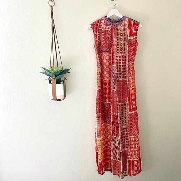 Anthropologie Tanvi Kedia Patchwork Pattern Tunic Maxi Dress in Size XS - Picture 1 of 9